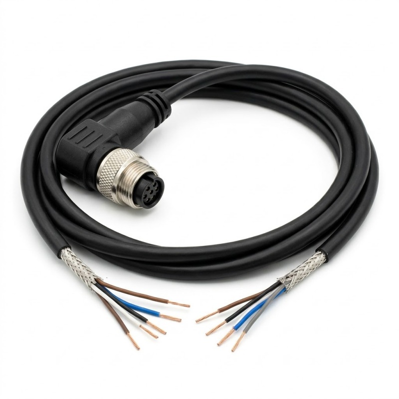 Custom Shielded A-Coded M12 90° Sensor Cable for Precision machine vision M12 A-code shielded 90° links SINNHONG Vietnam/China OEM Manufacturer