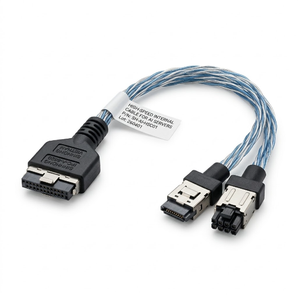 Custom MCIO & SlimSAS Cable Assembly for High Speed Internal Cables for AI Servers | PCIe 5.0 | SINNHONG Vietnam/China | IPC-A-620 Standard